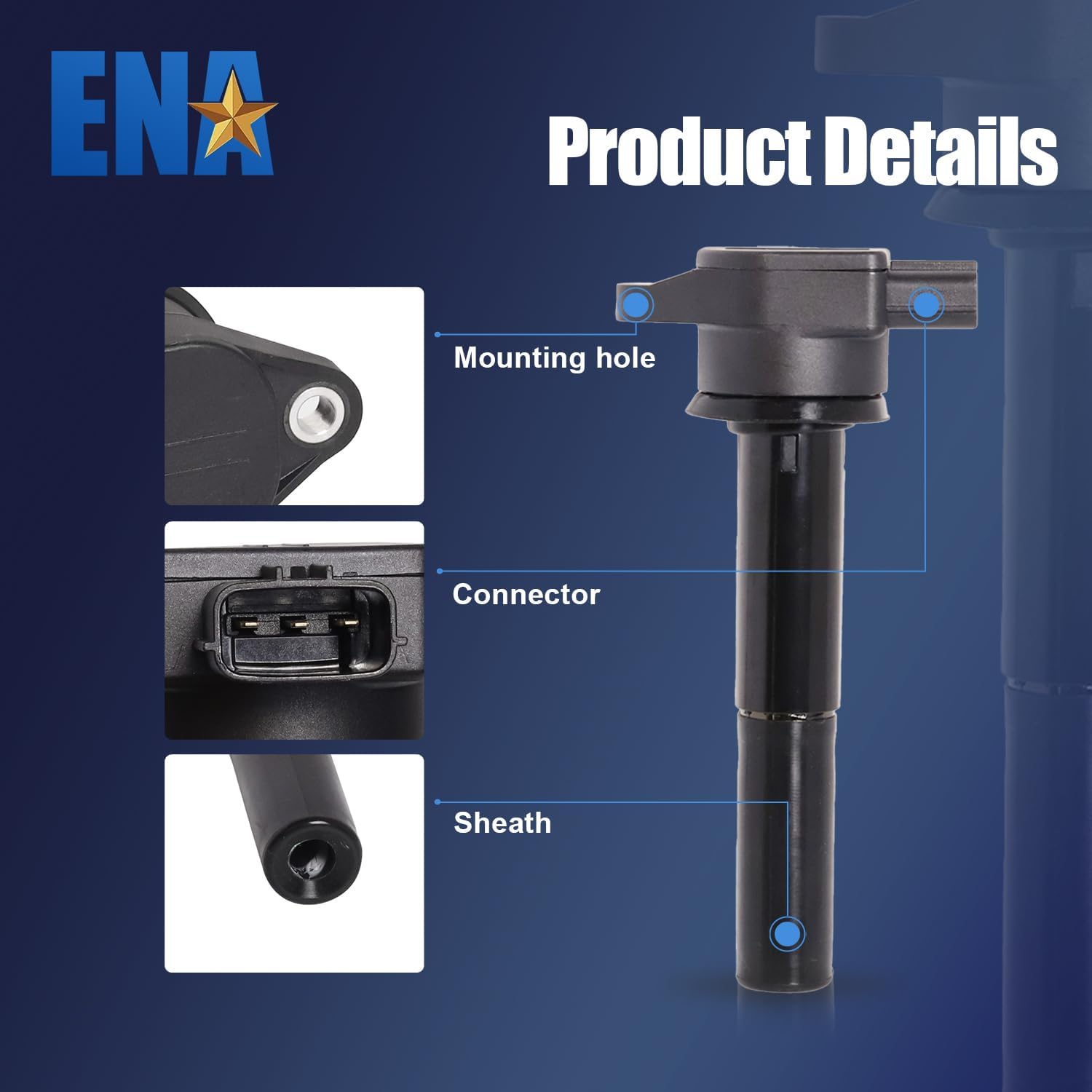 ENA Ignition Coil Pack and Platinum Spark Plug Set of 6 Compatible with Mitsubishi 2004 2005 2006 2007 2008 Endeavor and 2004 Galant V6 3.8L Replacement for C1505 UF481