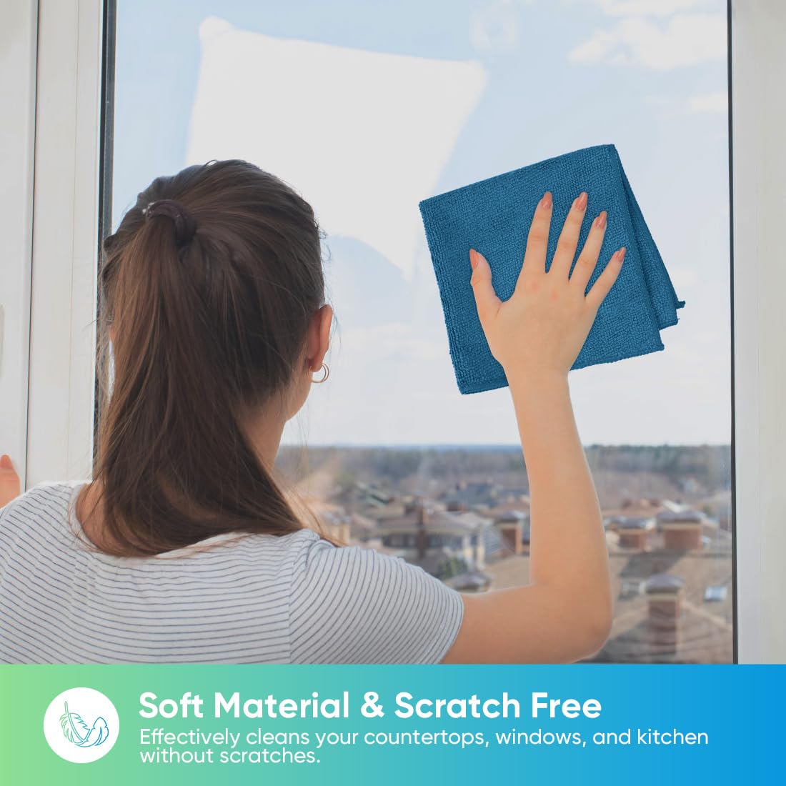 HOMEXCEL Microfiber Cleaning Cloth, 50 Pack Cleaning Rags, Cleaning Towels with 4 Color Assorted, 11.5"X11.5"(Green/Blue/Yellow/Pink)