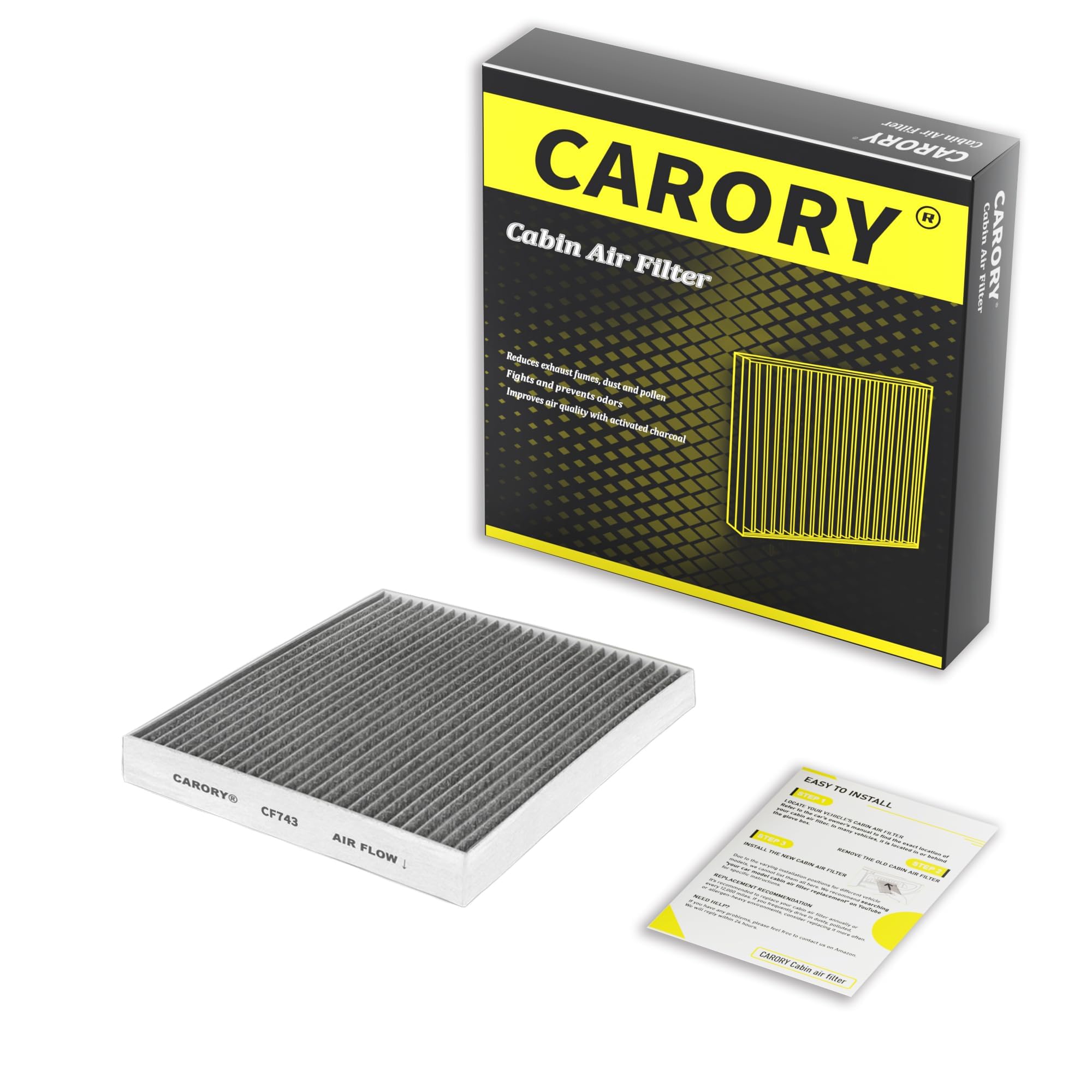 Cabin Air Filter w/Activated Carbon for Toyota Camry, Corolla, RAV4, Highlander, Lexus RX350, NX300, GX460, Subaru Legacy, Outback, Jaguar F-Pace, Land Rover Discovery, Range Rover and More