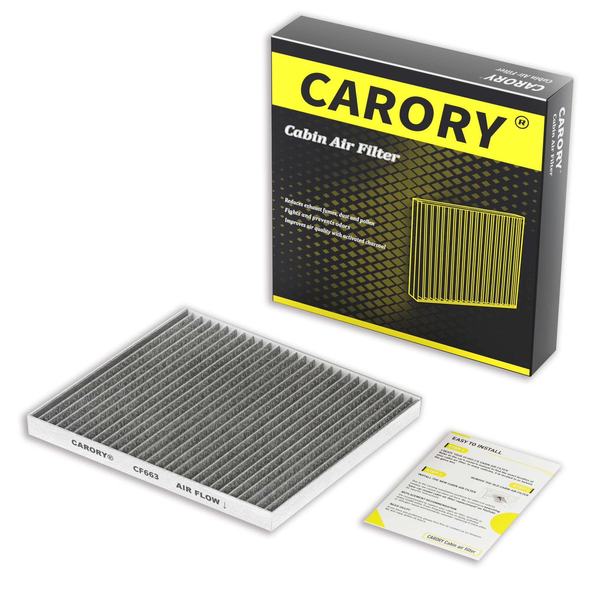 Cabin Air Filter w/Activated Carbon for Toyota Camry, Corolla, RAV4, Highlander, Lexus RX350, NX300, GX460, Subaru Legacy, Outback, Jaguar F-Pace, Land Rover Discovery, Range Rover and More