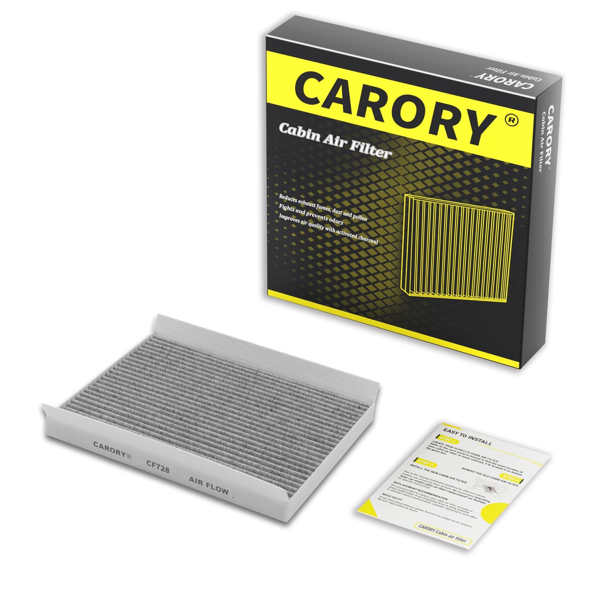 Cabin Air Filter w/Activated Carbon for Toyota Camry, Corolla, RAV4, Highlander, Lexus RX350, NX300, GX460, Subaru Legacy, Outback, Jaguar F-Pace, Land Rover Discovery, Range Rover and More