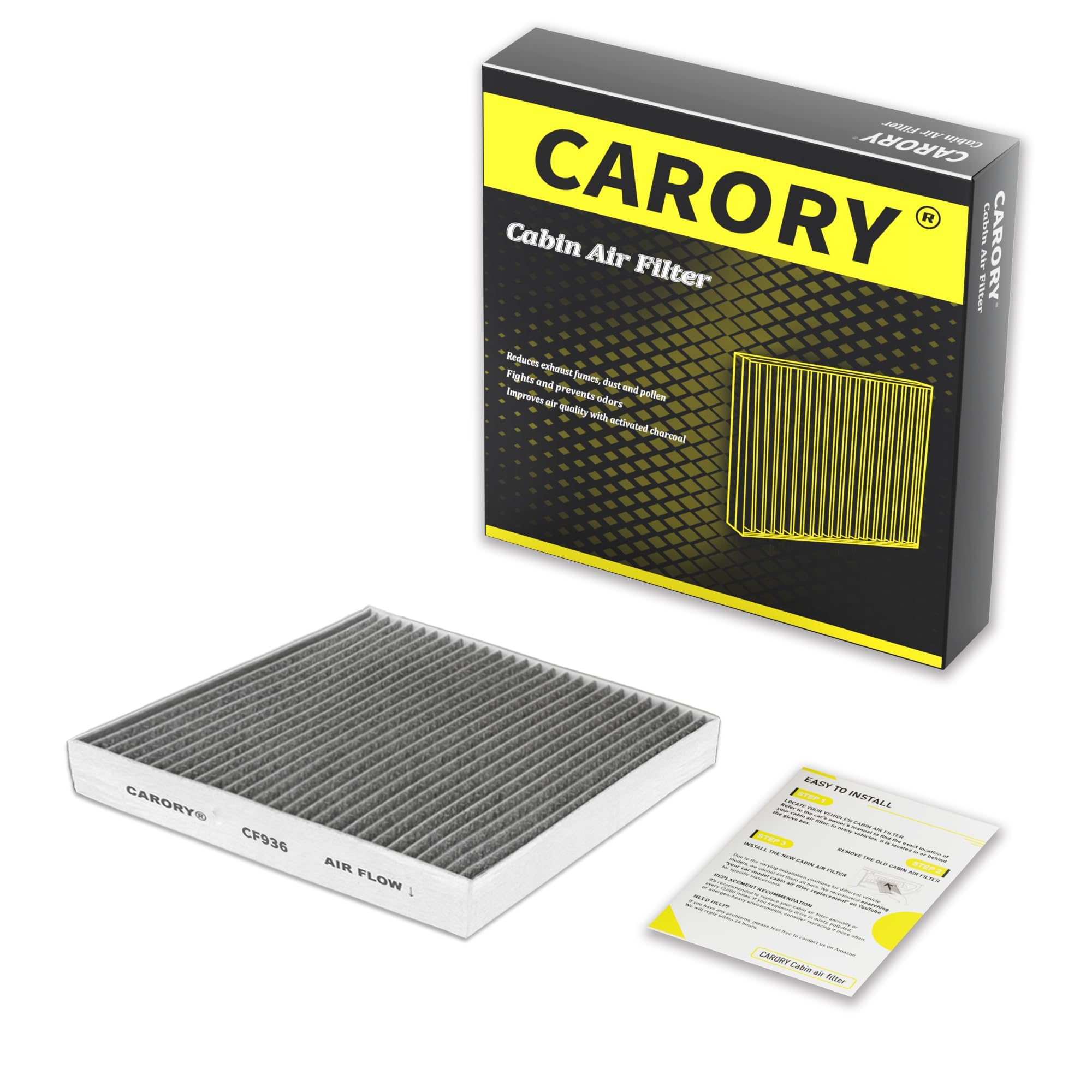 Cabin Air Filter w/Activated Carbon for Toyota Camry, Corolla, RAV4, Highlander, Lexus RX350, NX300, GX460, Subaru Legacy, Outback, Jaguar F-Pace, Land Rover Discovery, Range Rover and More