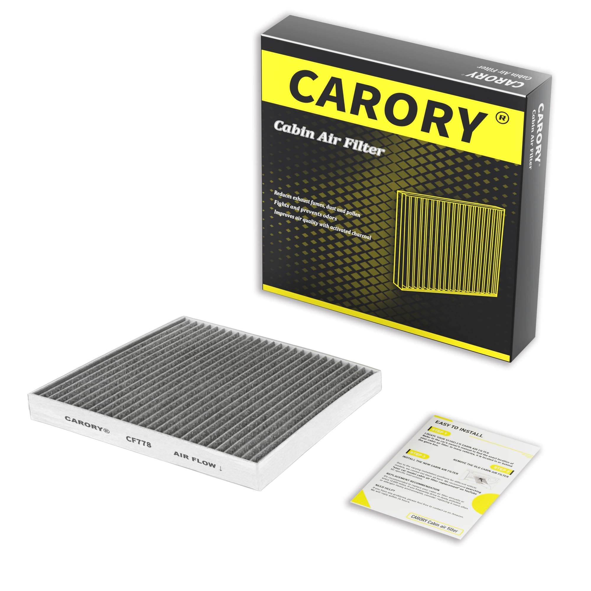 Cabin Air Filter w/Activated Carbon for Toyota Camry, Corolla, RAV4, Highlander, Lexus RX350, NX300, GX460, Subaru Legacy, Outback, Jaguar F-Pace, Land Rover Discovery, Range Rover and More