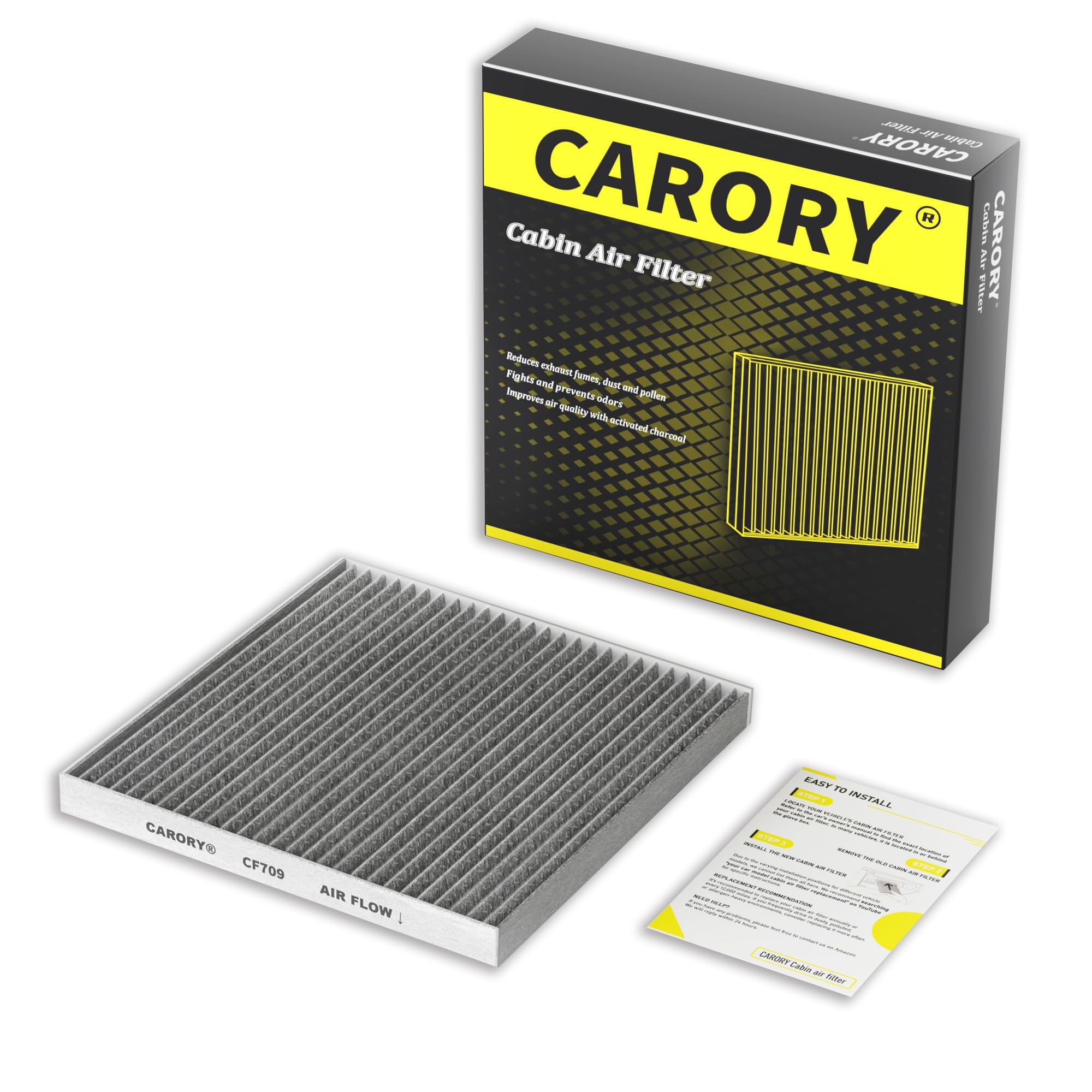 Cabin Air Filter w/Activated Carbon for Toyota Camry, Corolla, RAV4, Highlander, Lexus RX350, NX300, GX460, Subaru Legacy, Outback, Jaguar F-Pace, Land Rover Discovery, Range Rover and More