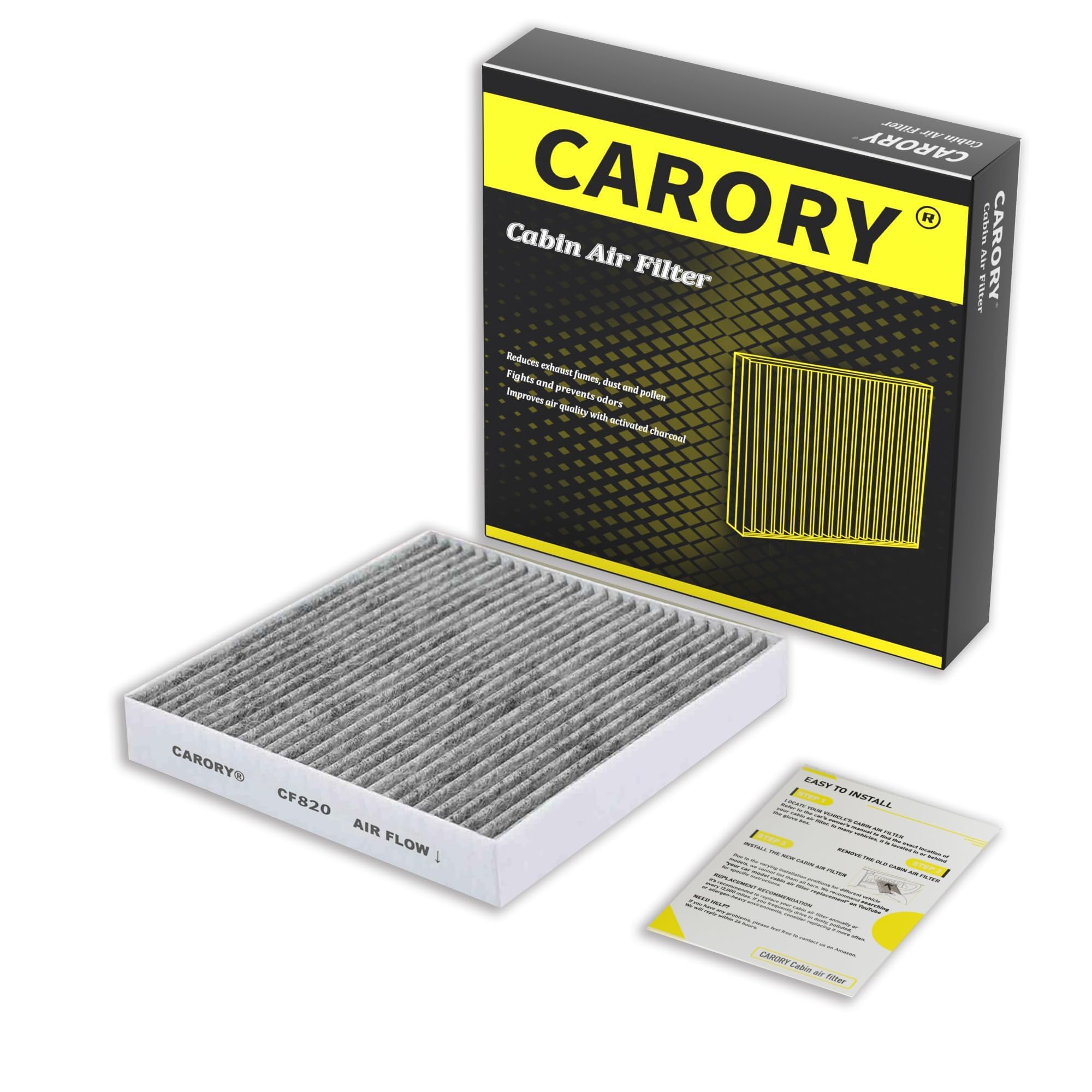 Cabin Air Filter w/Activated Carbon for Toyota Camry, Corolla, RAV4, Highlander, Lexus RX350, NX300, GX460, Subaru Legacy, Outback, Jaguar F-Pace, Land Rover Discovery, Range Rover and More