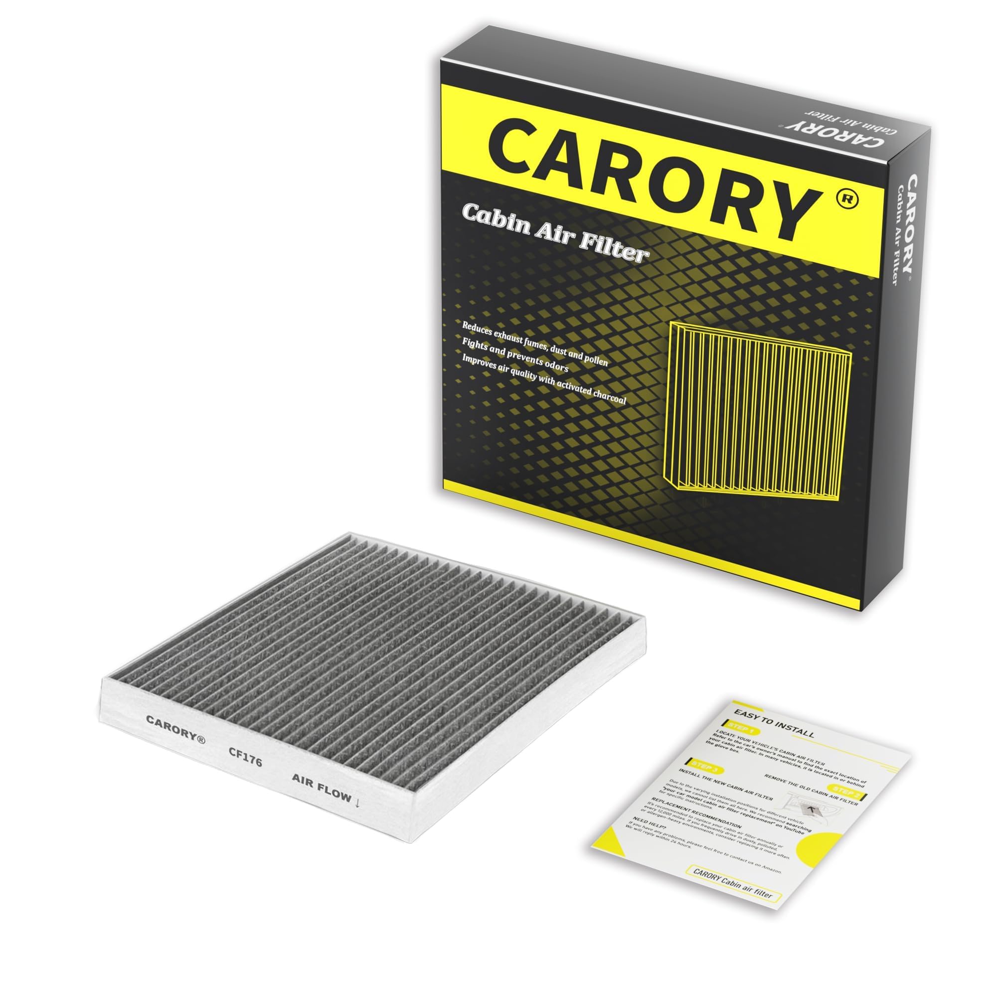 Cabin Air Filter w/Activated Carbon for Toyota Camry, Corolla, RAV4, Highlander, Lexus RX350, NX300, GX460, Subaru Legacy, Outback, Jaguar F-Pace, Land Rover Discovery, Range Rover and More