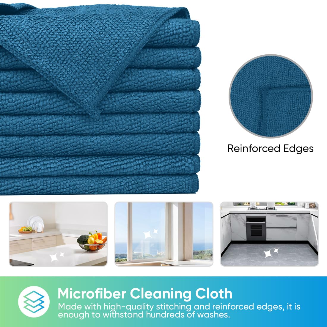 HOMEXCEL Microfiber Cleaning Cloth, 50 Pack Cleaning Rags, Cleaning Towels with 4 Color Assorted, 11.5"X11.5"(Green/Blue/Yellow/Pink)