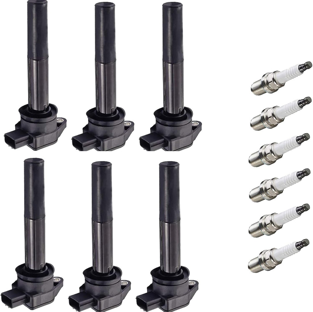 ENA Ignition Coil Pack and Platinum Spark Plug Set of 6 Compatible with Mitsubishi 2004 2005 2006 2007 2008 Endeavor and 2004 Galant V6 3.8L Replacement for C1505 UF481