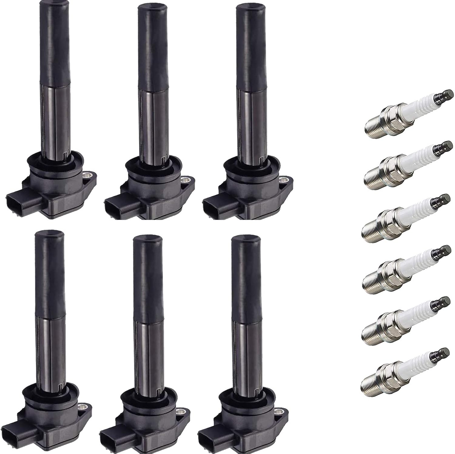 ENA Ignition Coil Pack and Platinum Spark Plug Set of 6 Compatible with Mitsubishi 2004 2005 2006 2007 2008 Endeavor and 2004 Galant V6 3.8L Replacement for C1505 UF481