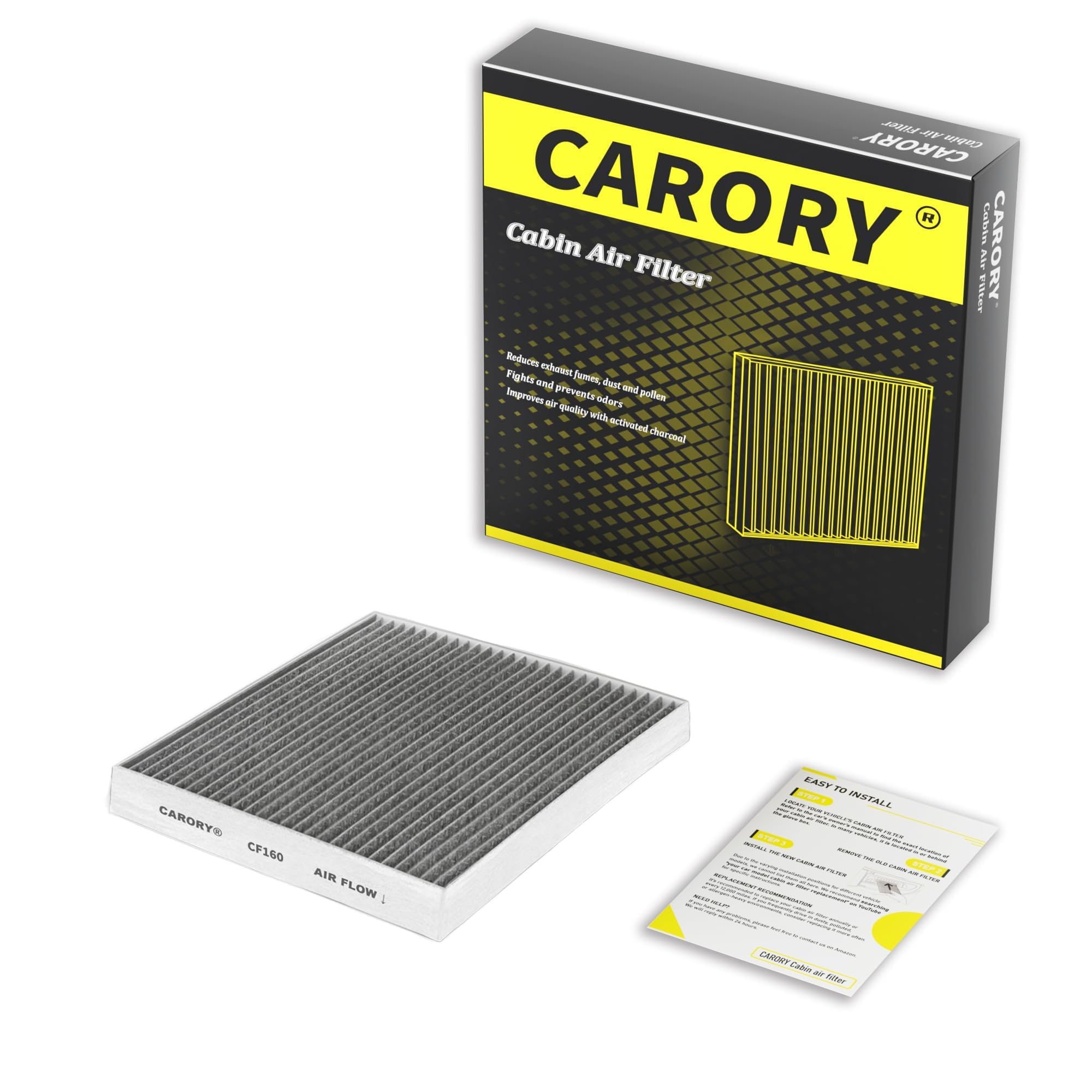 Cabin Air Filter w/Activated Carbon for Toyota Camry, Corolla, RAV4, Highlander, Lexus RX350, NX300, GX460, Subaru Legacy, Outback, Jaguar F-Pace, Land Rover Discovery, Range Rover and More