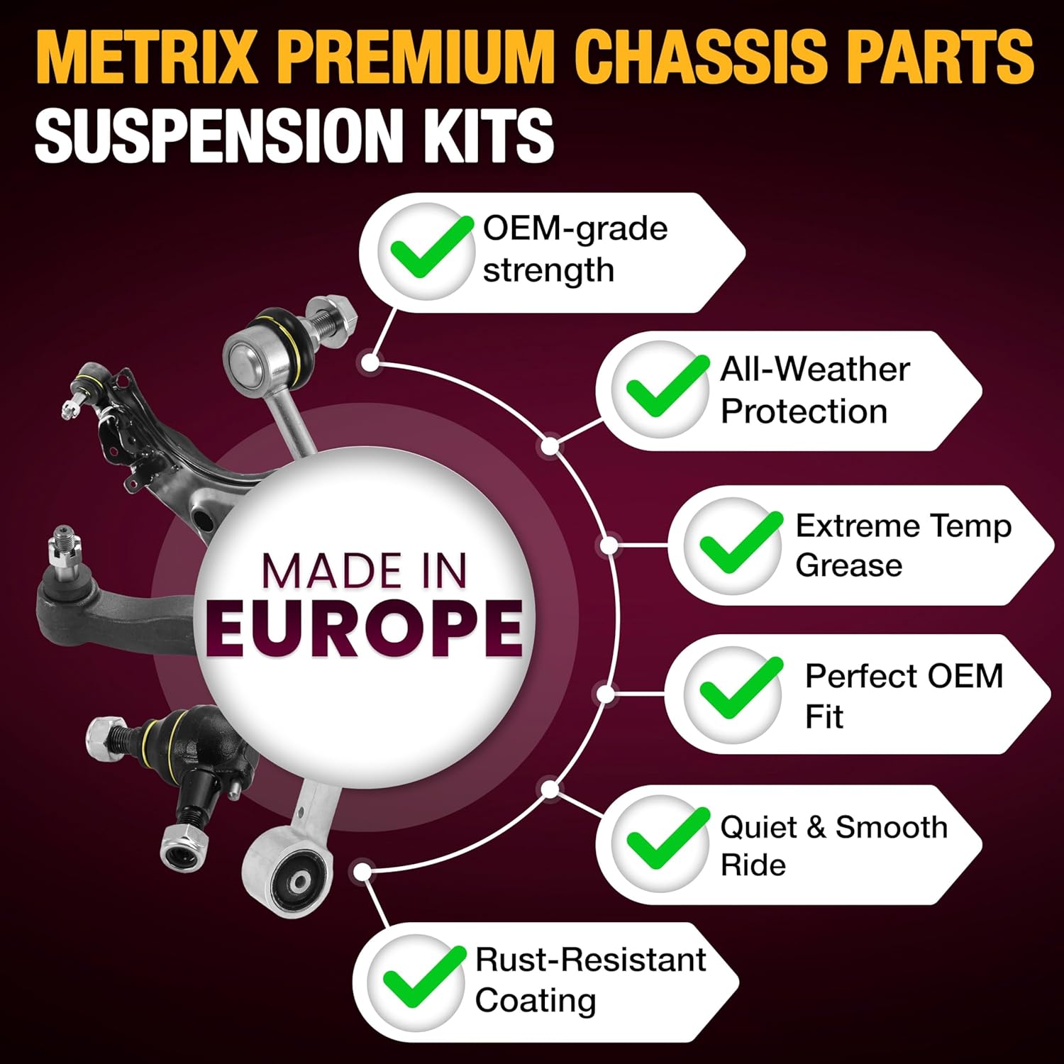 Metrix Premium Chassis Parts - 4 PC L/R Front Sway Bar Stabilizer End Link & Front Stabilizer Bar Bushing Kit Fits 07-10 Kia Magentis, 07-12 Rondo, 06-10 Optima, 07-10 Hyundai Elantra K750032 K200904
