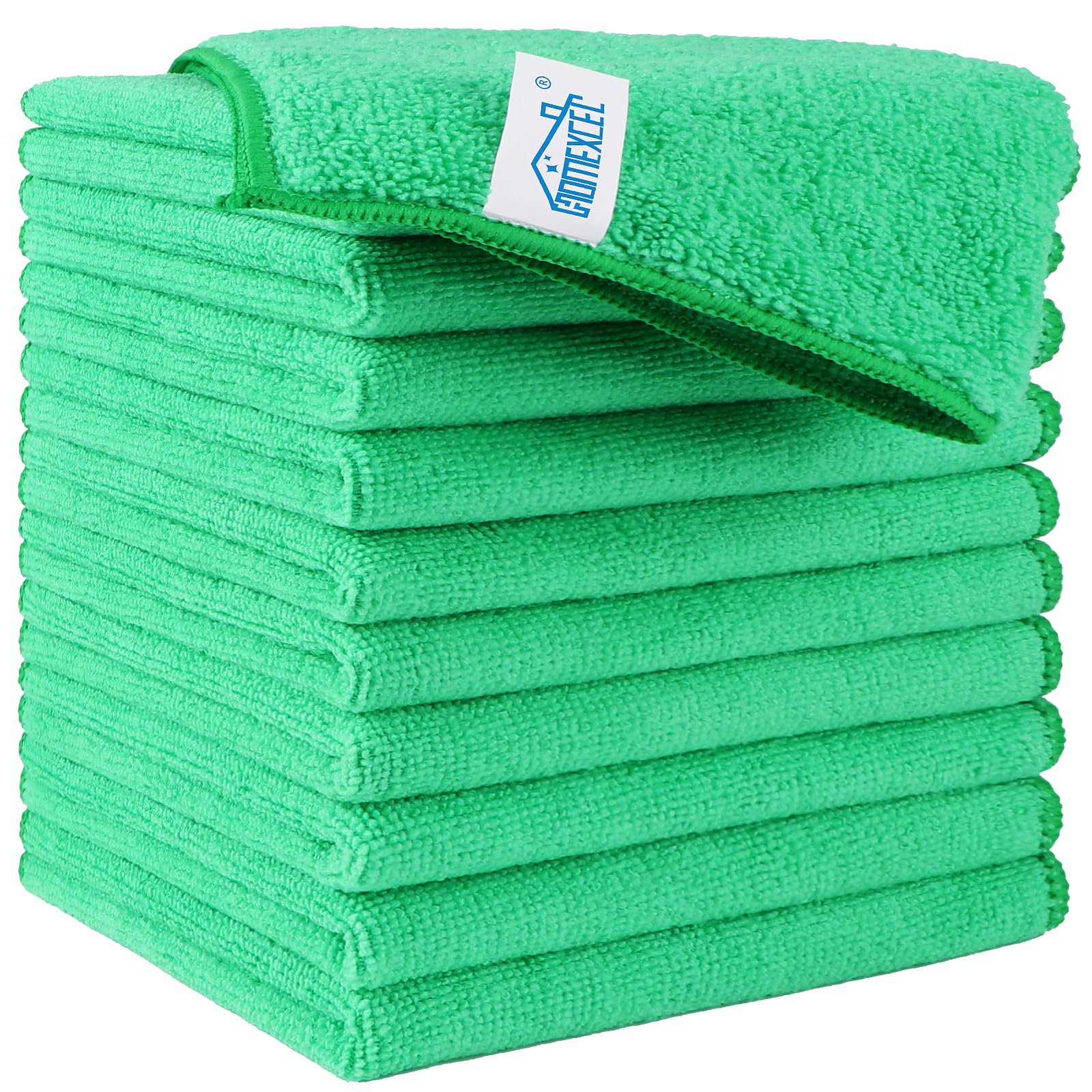 HOMEXCEL Microfiber Cleaning Cloth, 50 Pack Cleaning Rags, Cleaning Towels with 4 Color Assorted, 11.5"X11.5"(Green/Blue/Yellow/Pink)