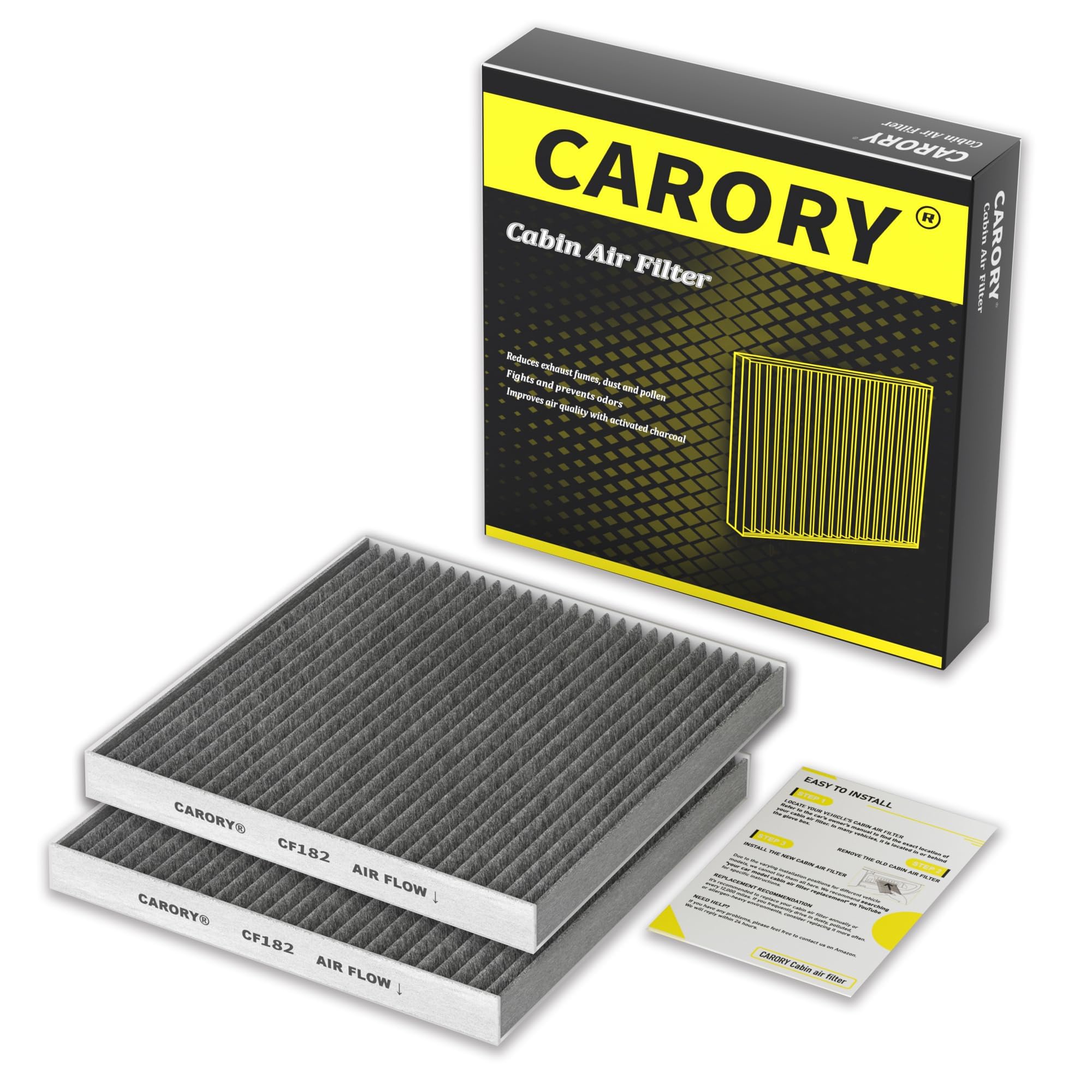 Cabin Air Filter w/Activated Carbon for Toyota Camry, Corolla, RAV4, Highlander, Lexus RX350, NX300, GX460, Subaru Legacy, Outback, Jaguar F-Pace, Land Rover Discovery, Range Rover and More
