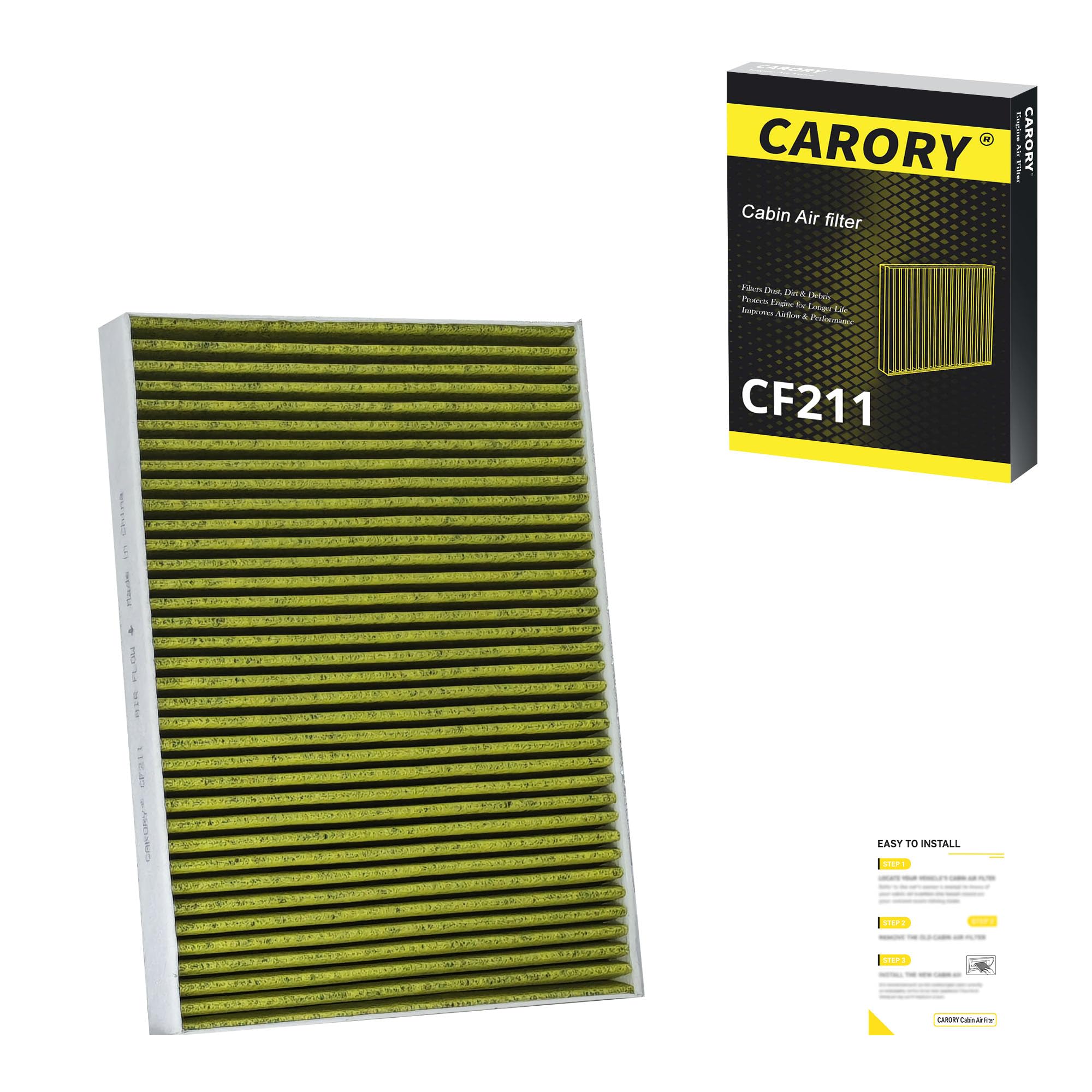 Cabin Air Filter w/Activated Carbon for Toyota Camry, Corolla, RAV4, Highlander, Lexus RX350, NX300, GX460, Subaru Legacy, Outback, Jaguar F-Pace, Land Rover Discovery, Range Rover and More