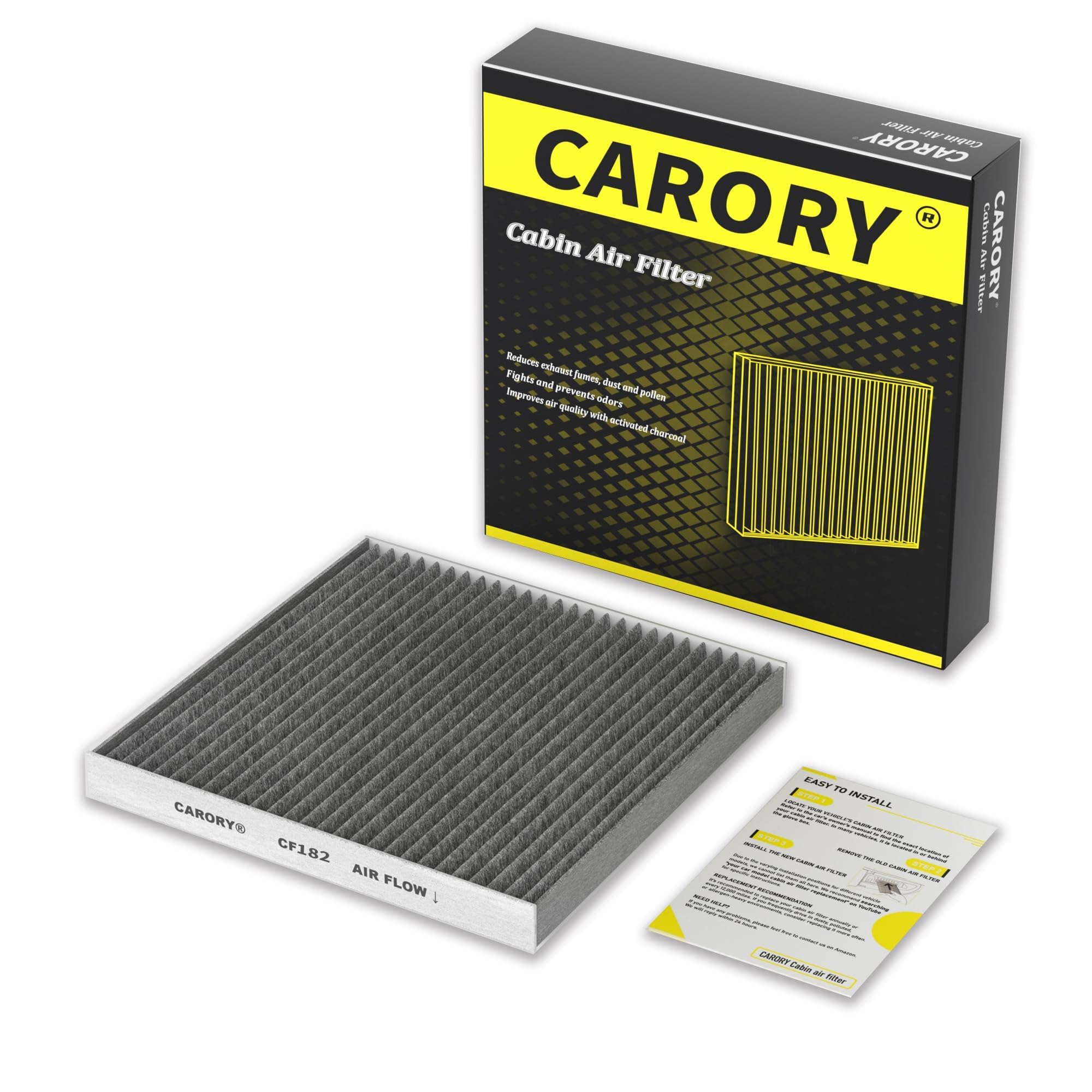 Cabin Air Filter w/Activated Carbon for Toyota Camry, Corolla, RAV4, Highlander, Lexus RX350, NX300, GX460, Subaru Legacy, Outback, Jaguar F-Pace, Land Rover Discovery, Range Rover and More