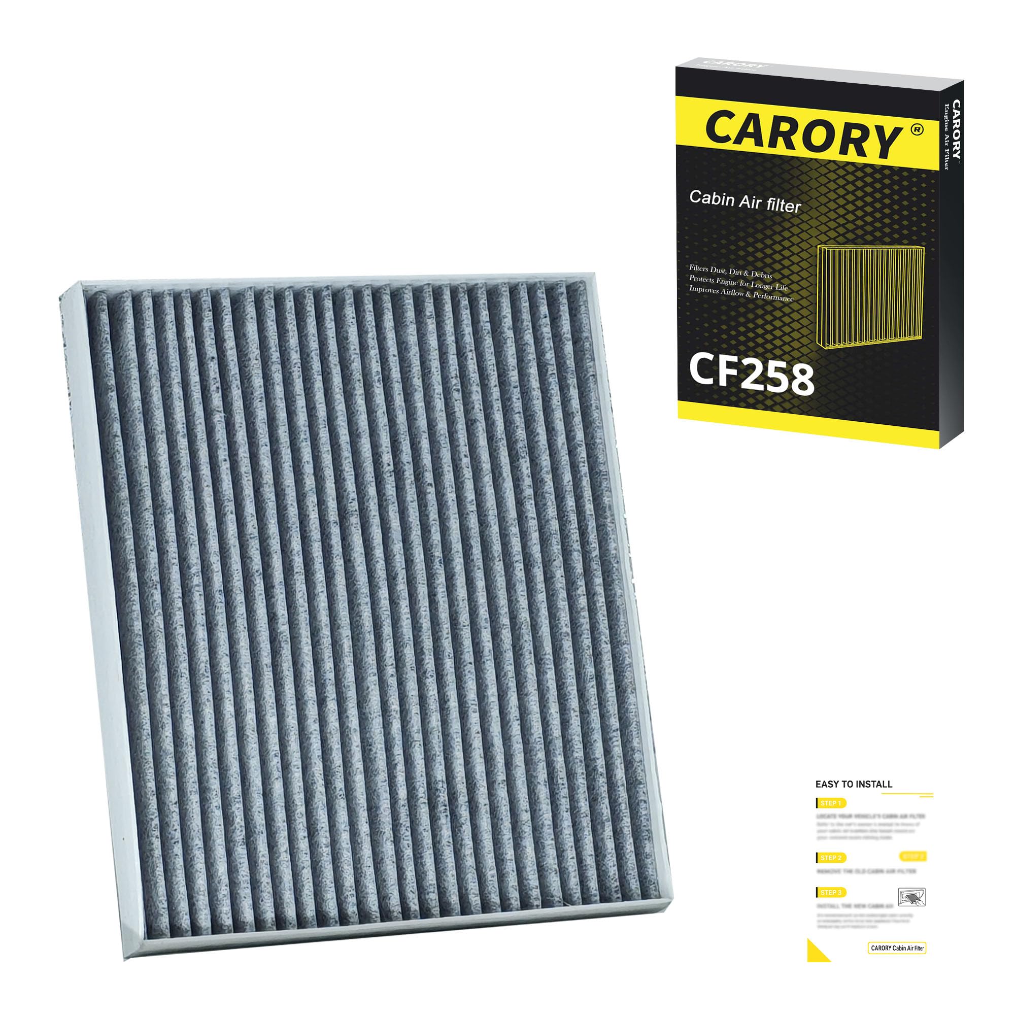 Cabin Air Filter w/Activated Carbon for Toyota Camry, Corolla, RAV4, Highlander, Lexus RX350, NX300, GX460, Subaru Legacy, Outback, Jaguar F-Pace, Land Rover Discovery, Range Rover and More