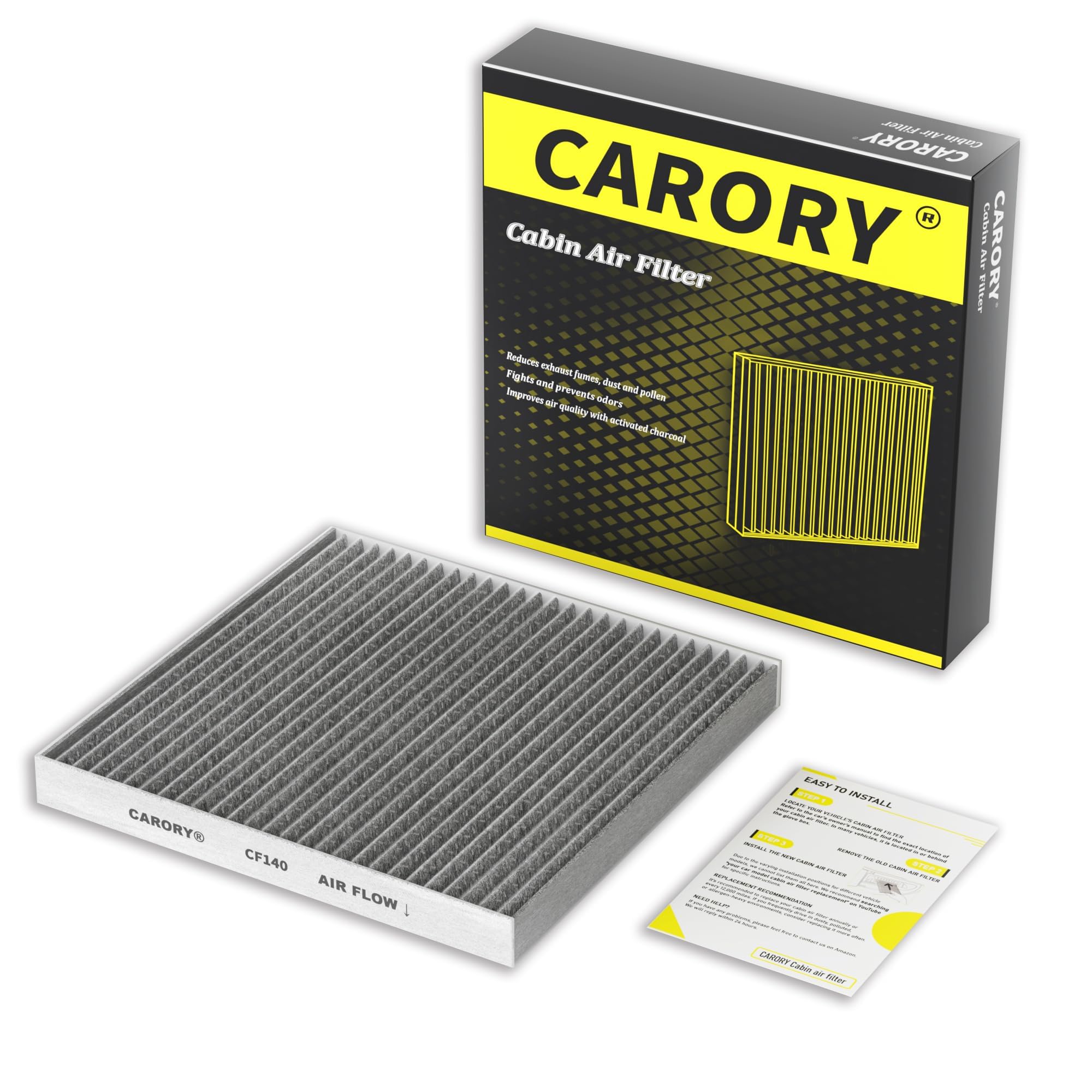 Cabin Air Filter w/Activated Carbon for Toyota Camry, Corolla, RAV4, Highlander, Lexus RX350, NX300, GX460, Subaru Legacy, Outback, Jaguar F-Pace, Land Rover Discovery, Range Rover and More