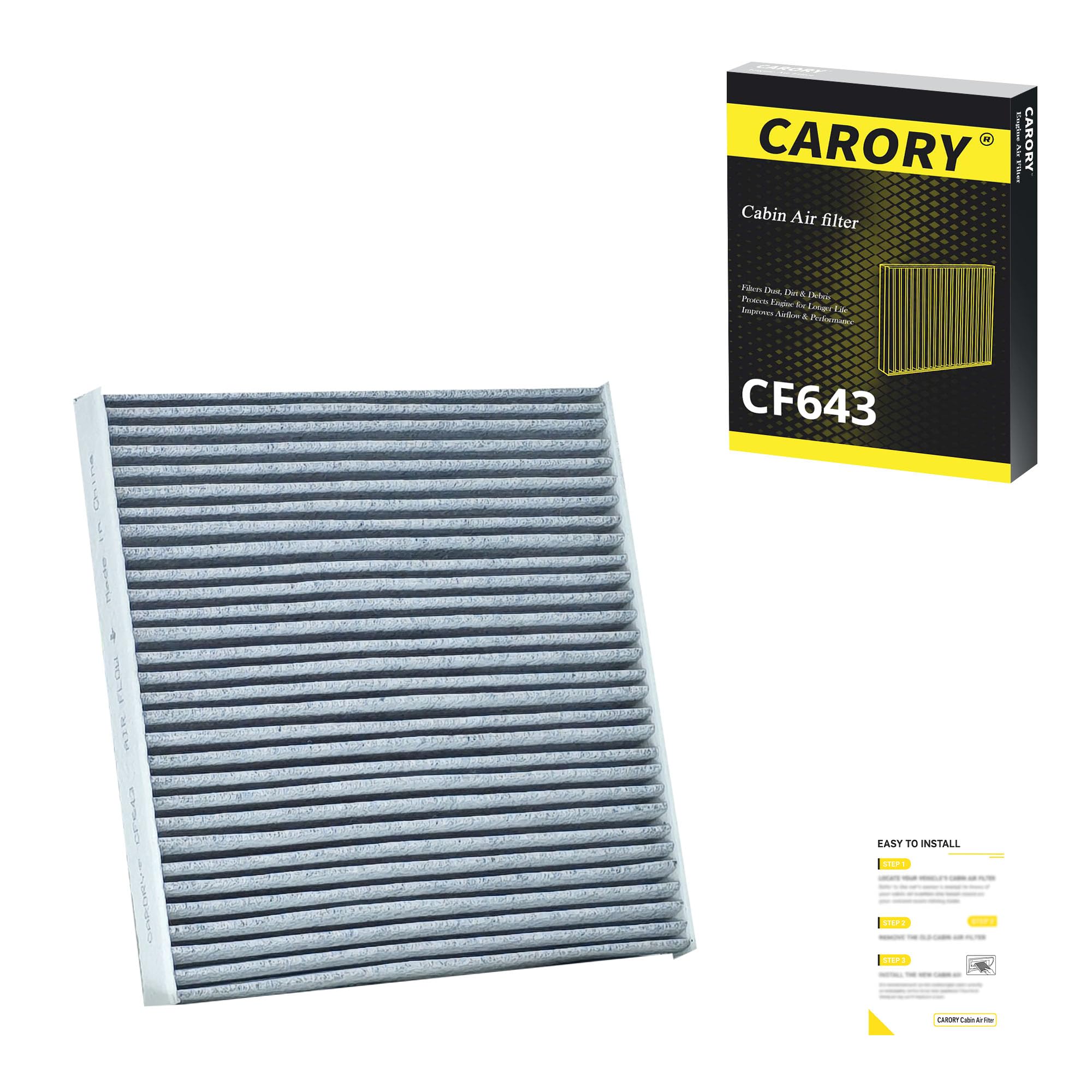 Cabin Air Filter w/Activated Carbon for Toyota Camry, Corolla, RAV4, Highlander, Lexus RX350, NX300, GX460, Subaru Legacy, Outback, Jaguar F-Pace, Land Rover Discovery, Range Rover and More