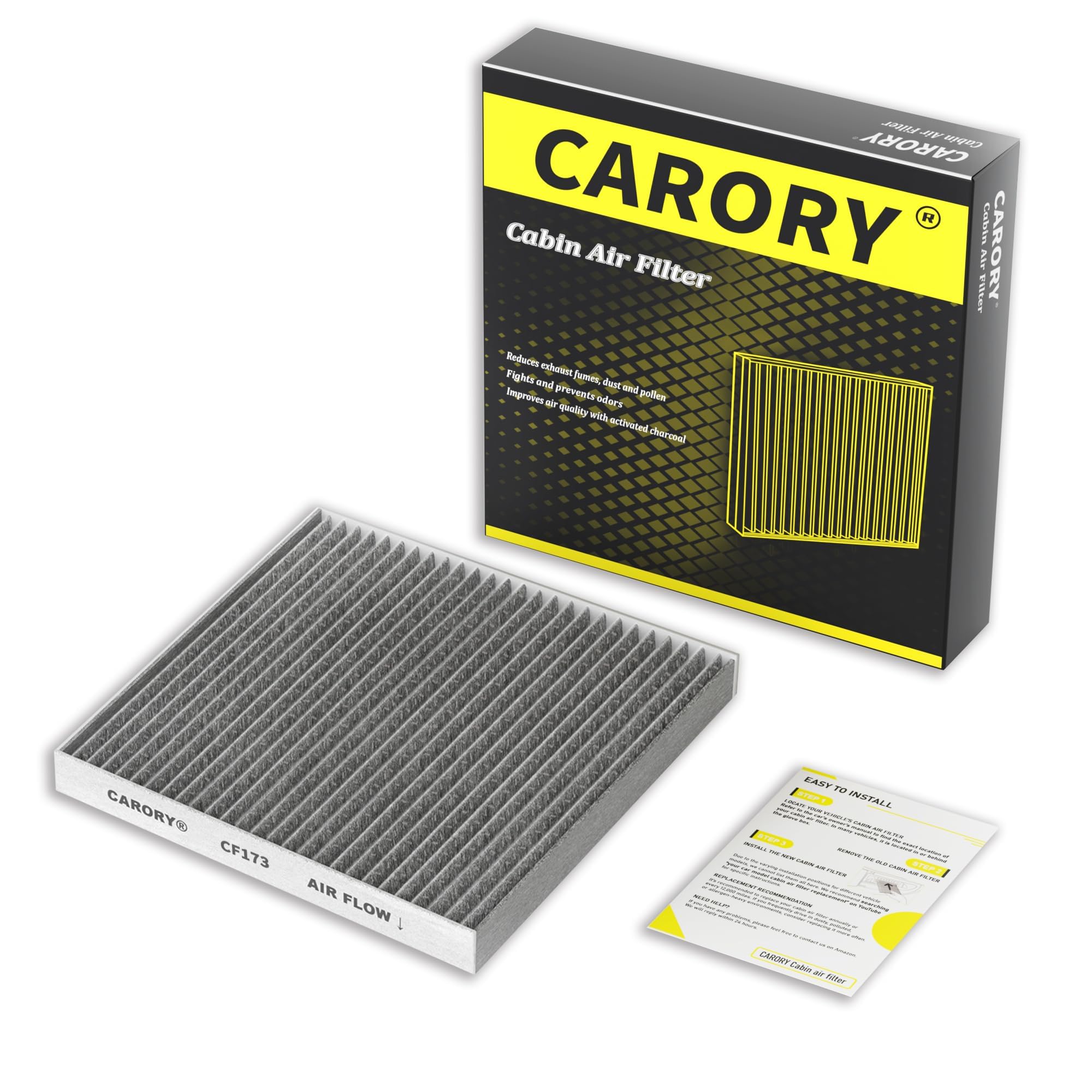 Cabin Air Filter w/Activated Carbon for Toyota Camry, Corolla, RAV4, Highlander, Lexus RX350, NX300, GX460, Subaru Legacy, Outback, Jaguar F-Pace, Land Rover Discovery, Range Rover and More