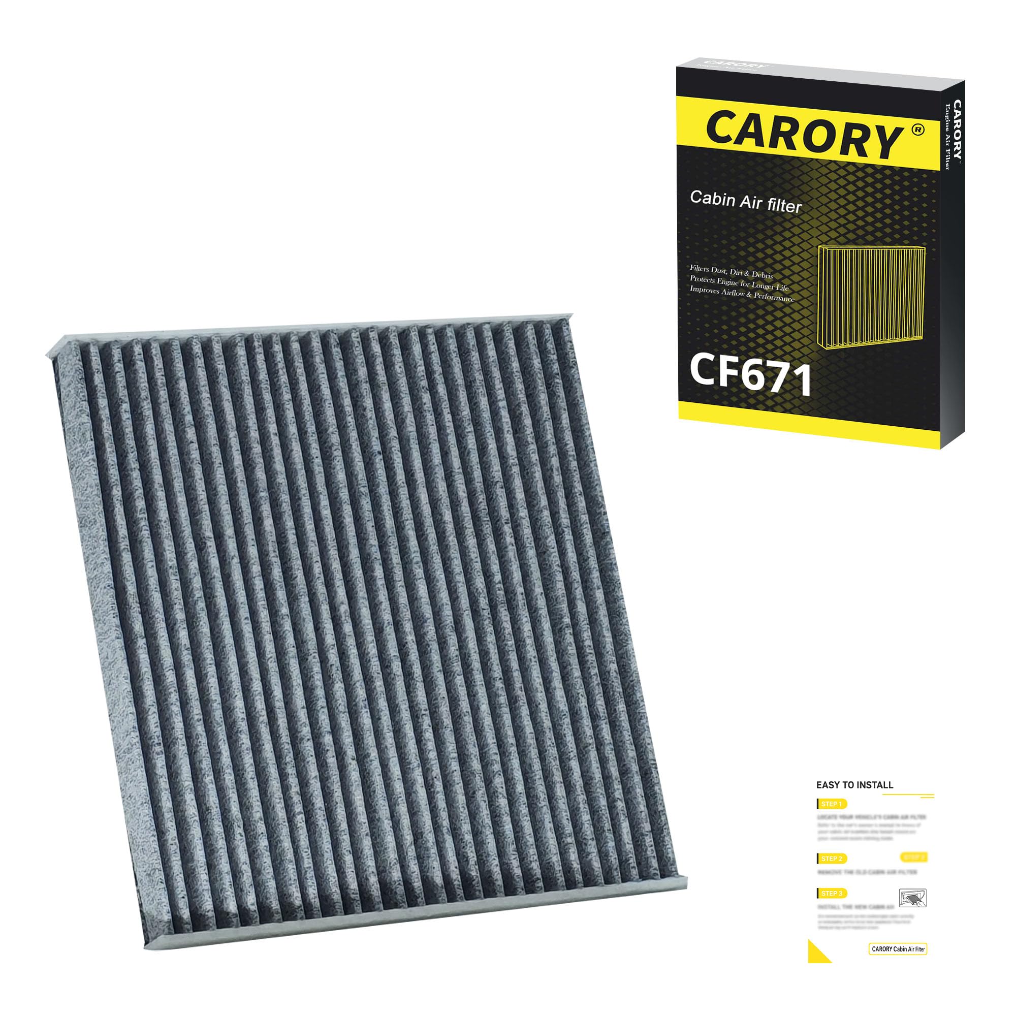 Cabin Air Filter w/Activated Carbon for Toyota Camry, Corolla, RAV4, Highlander, Lexus RX350, NX300, GX460, Subaru Legacy, Outback, Jaguar F-Pace, Land Rover Discovery, Range Rover and More