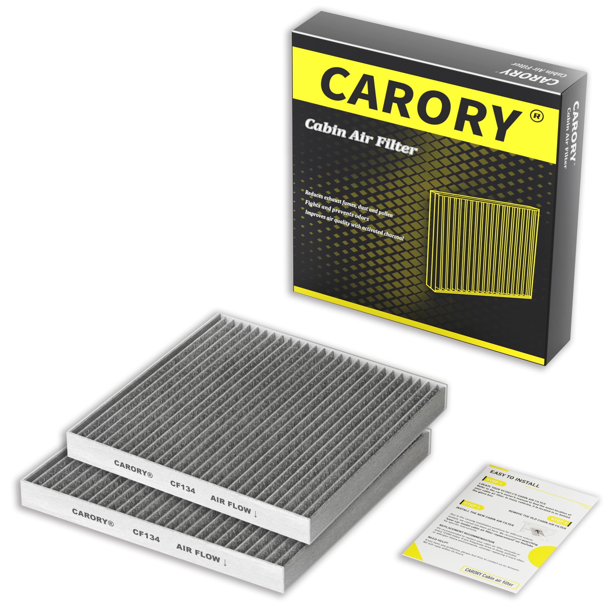 Cabin Air Filter w/Activated Carbon for Toyota Camry, Corolla, RAV4, Highlander, Lexus RX350, NX300, GX460, Subaru Legacy, Outback, Jaguar F-Pace, Land Rover Discovery, Range Rover and More