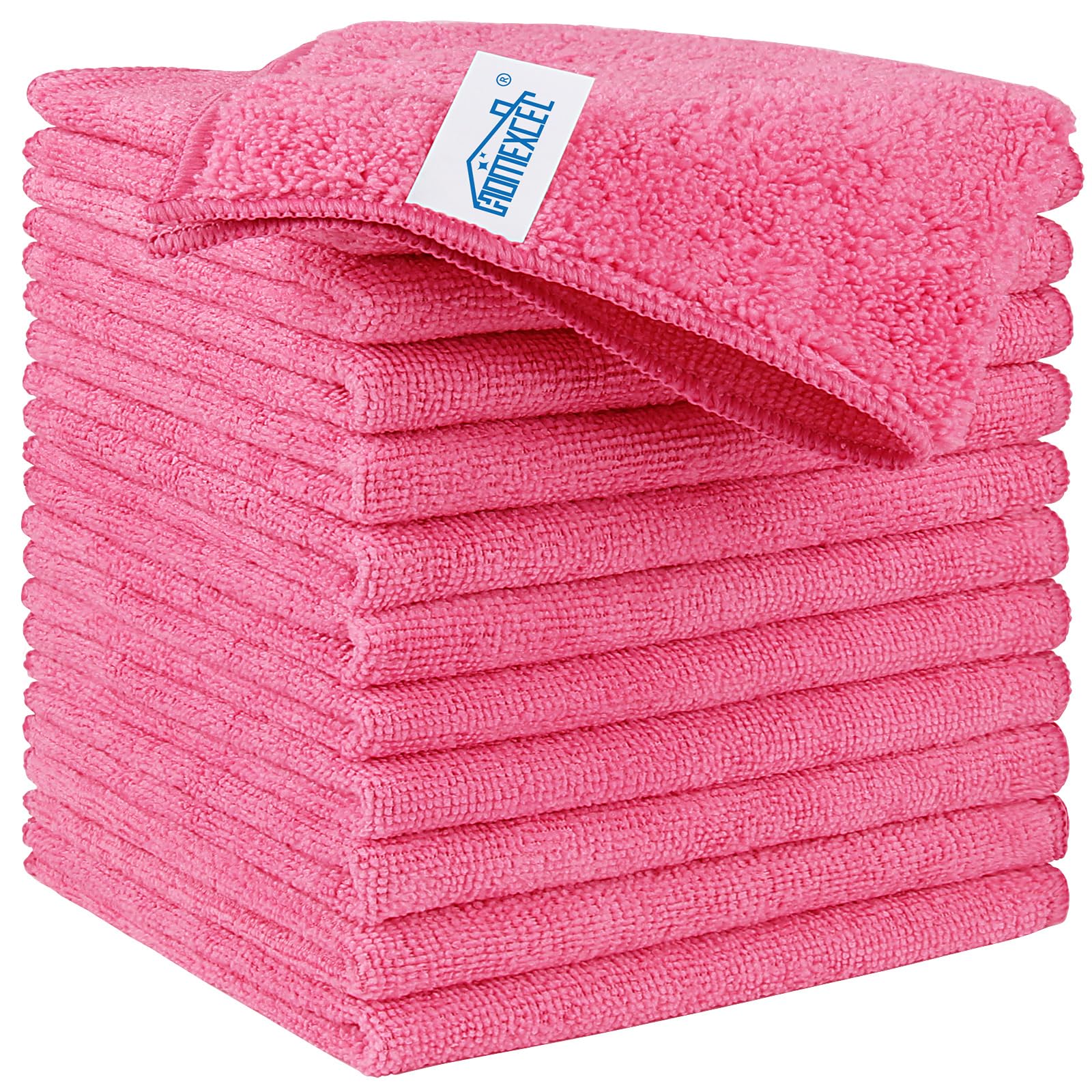 HOMEXCEL Microfiber Cleaning Cloth, 50 Pack Cleaning Rags, Cleaning Towels with 4 Color Assorted, 11.5"X11.5"(Green/Blue/Yellow/Pink)