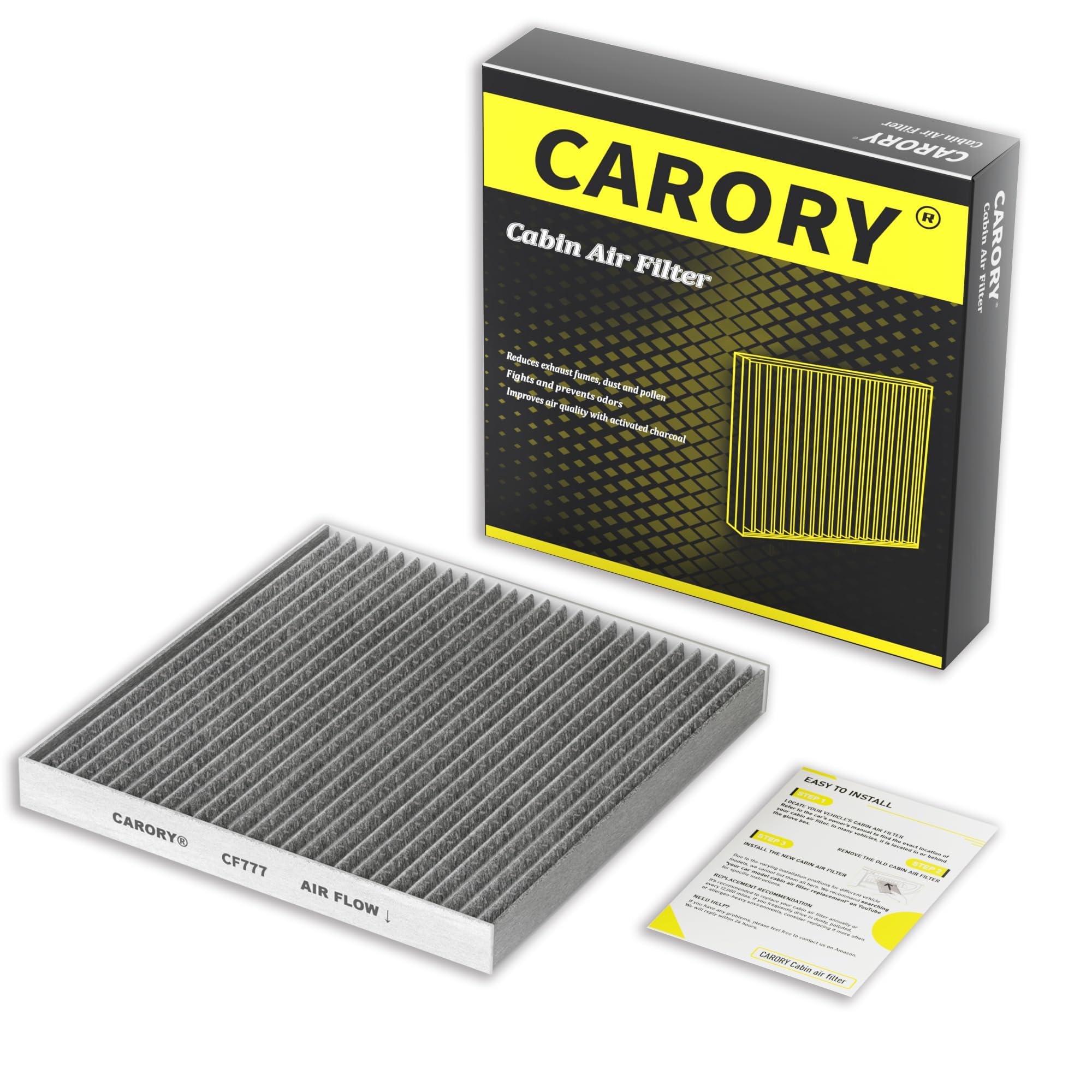 Cabin Air Filter w/Activated Carbon for Toyota Camry, Corolla, RAV4, Highlander, Lexus RX350, NX300, GX460, Subaru Legacy, Outback, Jaguar F-Pace, Land Rover Discovery, Range Rover and More