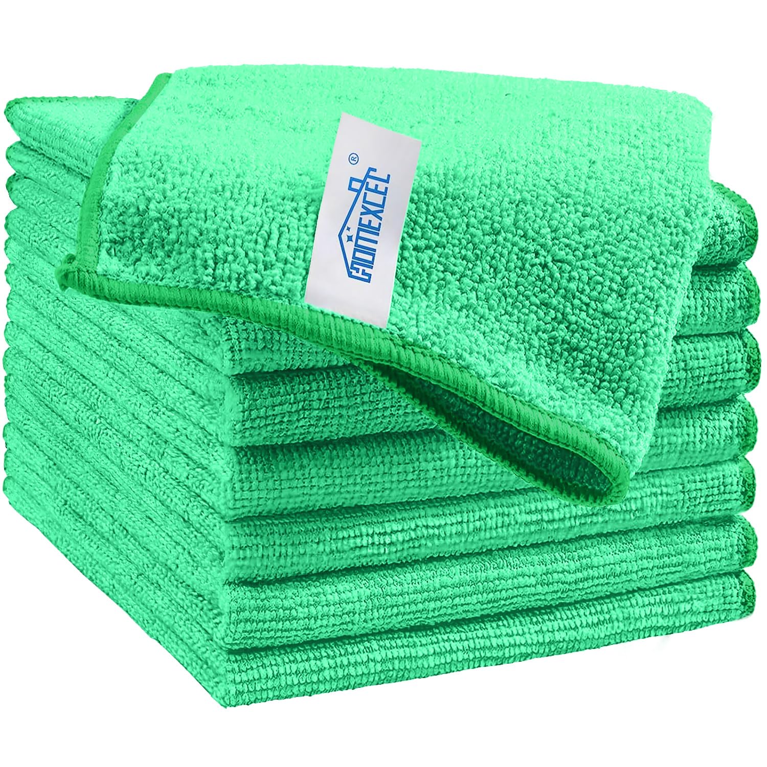 HOMEXCEL Microfiber Cleaning Cloth, 50 Pack Cleaning Rags, Cleaning Towels with 4 Color Assorted, 11.5"X11.5"(Green/Blue/Yellow/Pink)