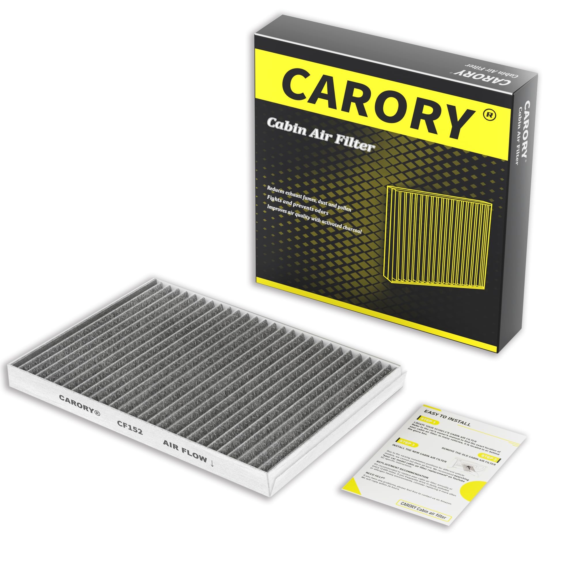 Cabin Air Filter w/Activated Carbon for Toyota Camry, Corolla, RAV4, Highlander, Lexus RX350, NX300, GX460, Subaru Legacy, Outback, Jaguar F-Pace, Land Rover Discovery, Range Rover and More