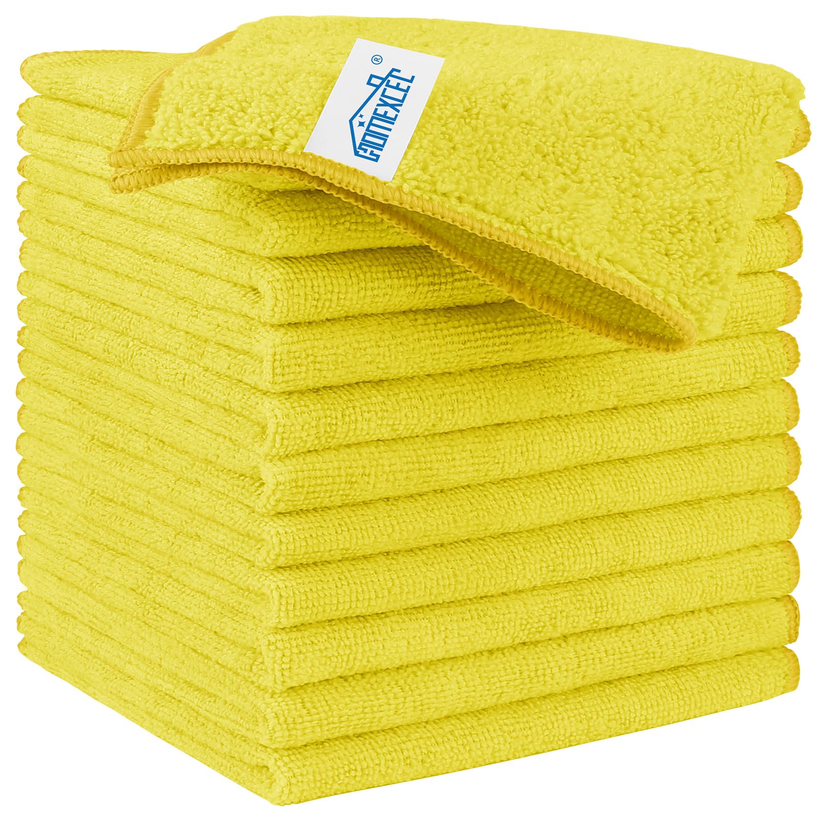 HOMEXCEL Microfiber Cleaning Cloth, 50 Pack Cleaning Rags, Cleaning Towels with 4 Color Assorted, 11.5"X11.5"(Green/Blue/Yellow/Pink)